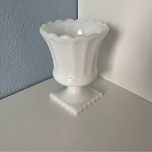 White Milk Glass Scalloped Edge Vase Accent